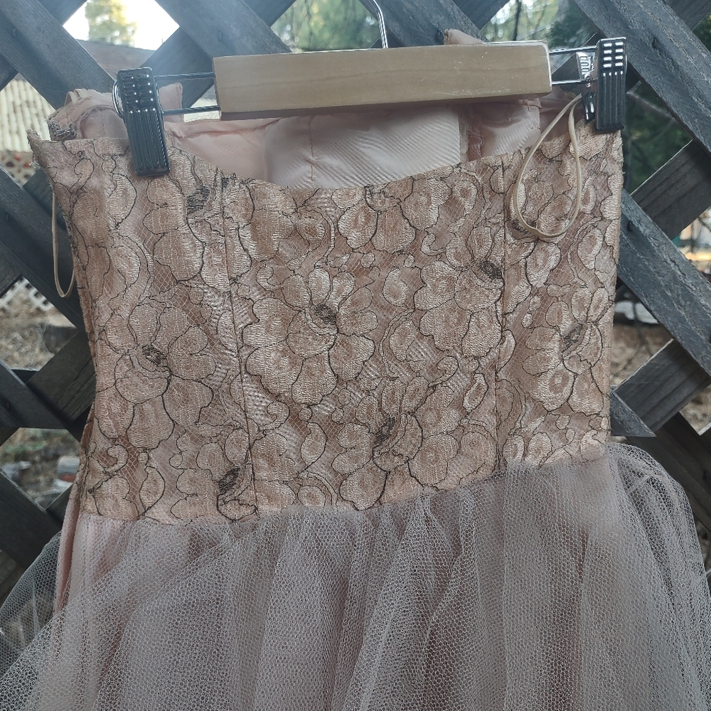 60+ Days Old* VTG Pink Formal Tulle Strapless Dress - Picture 5 of 16